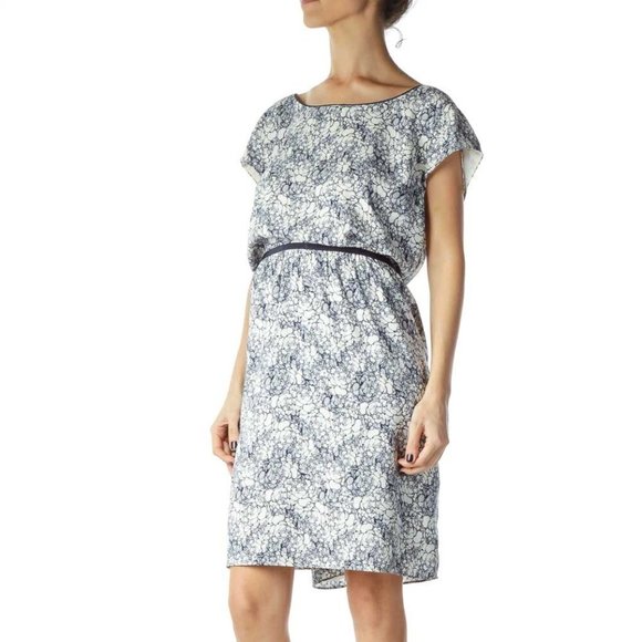 LOFT Blue White Floral Work Dress - Picture 2 of 3